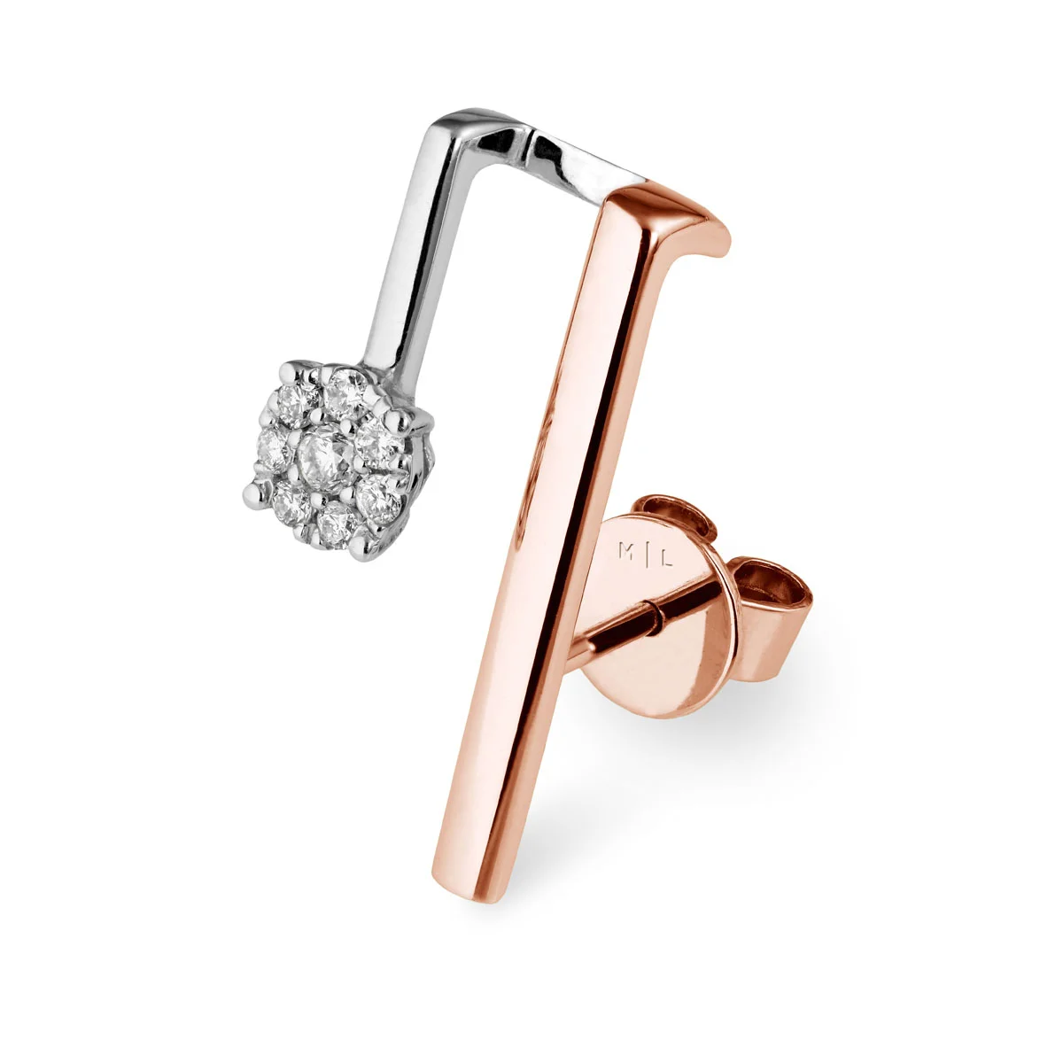 MONO BOUCLE D’OREILLE CHIC 2 ROWS BLANC &amp; ROSE