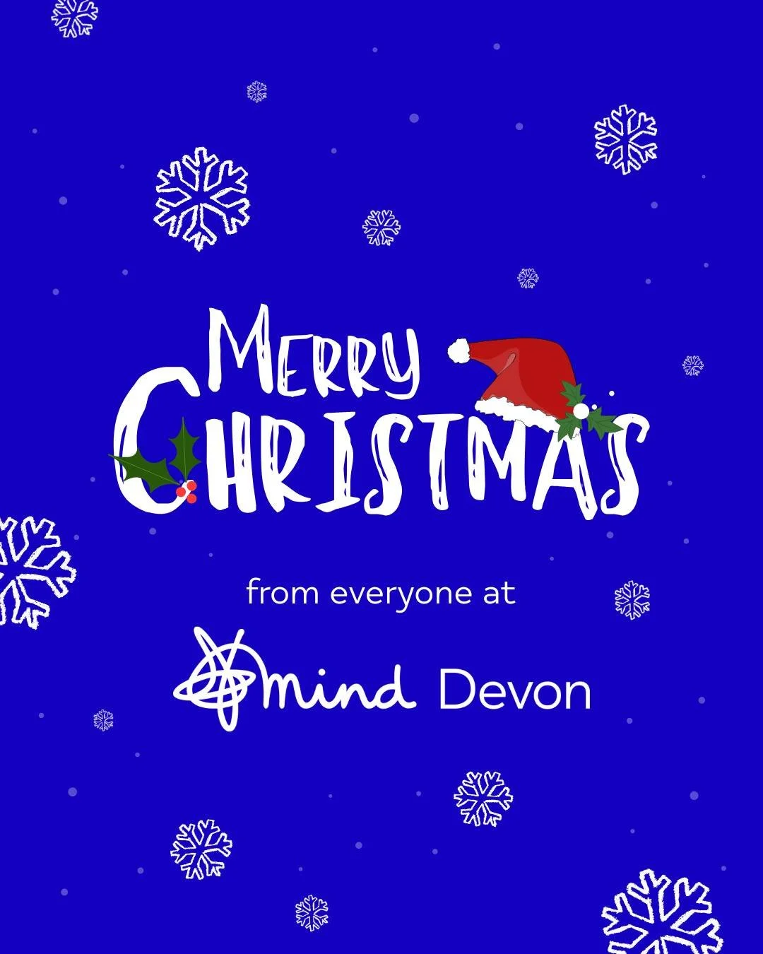 𝗠𝗲𝗿𝗿𝘆 𝗖𝗵𝗿𝗶𝘀𝘁𝗺𝗮𝘀 from Team Devon Mind 

We would like to wish you the very best for the holiday season and say an enormous thank you for all of your continued support during 2025. 💙

If you are struggling with your mental health, please