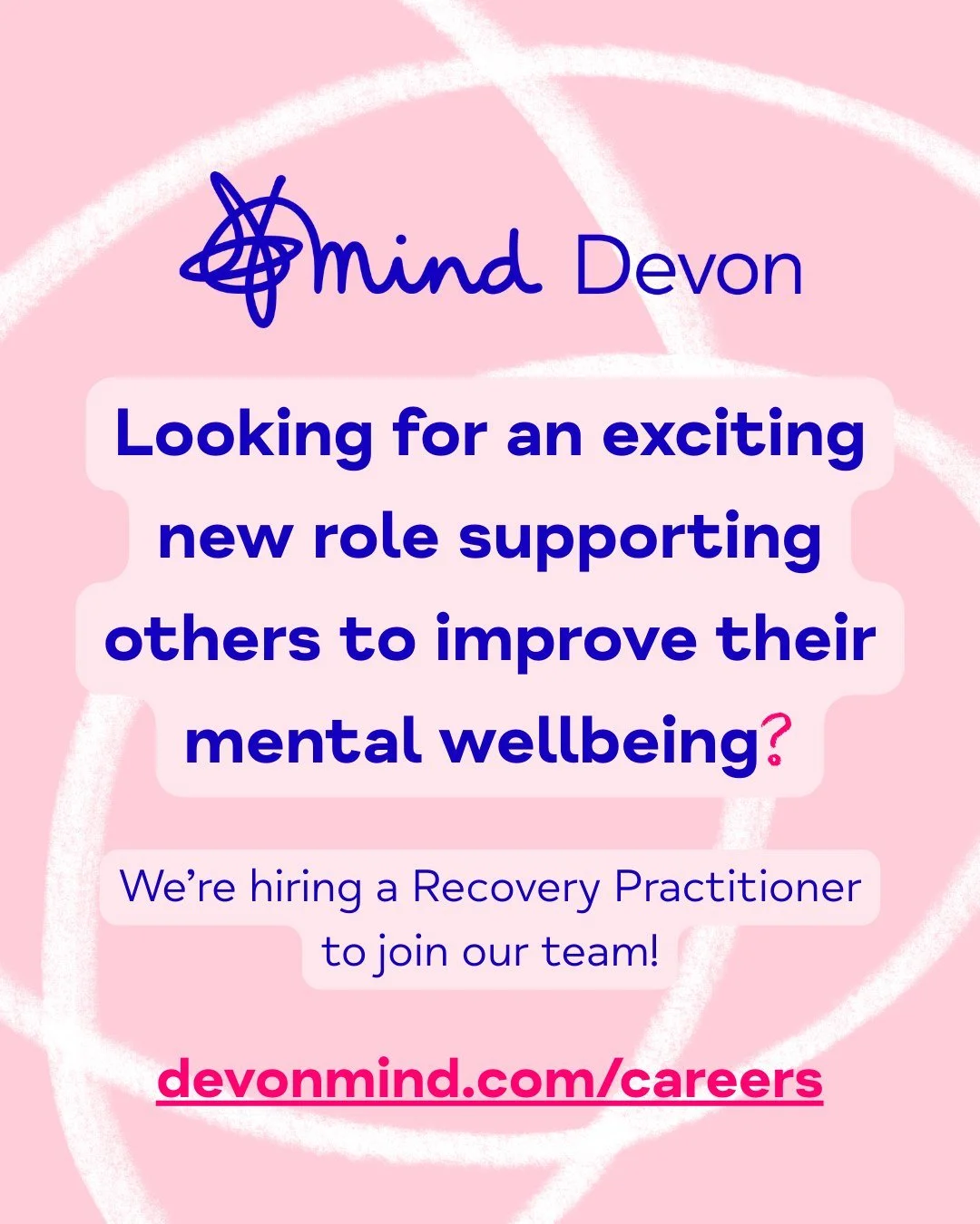 Want to join our team? We're looking for a full-time 𝗥𝗲𝗰𝗼𝘃𝗲𝗿𝘆 𝗣𝗿𝗮𝗰𝘁𝗶𝘁𝗶𝗼𝗻𝗲𝗿 to support our work within the Devon Mental Health Alliance in #Plymouth.

Recovery Practitioners offer support to people in Devon experiencing a variety o