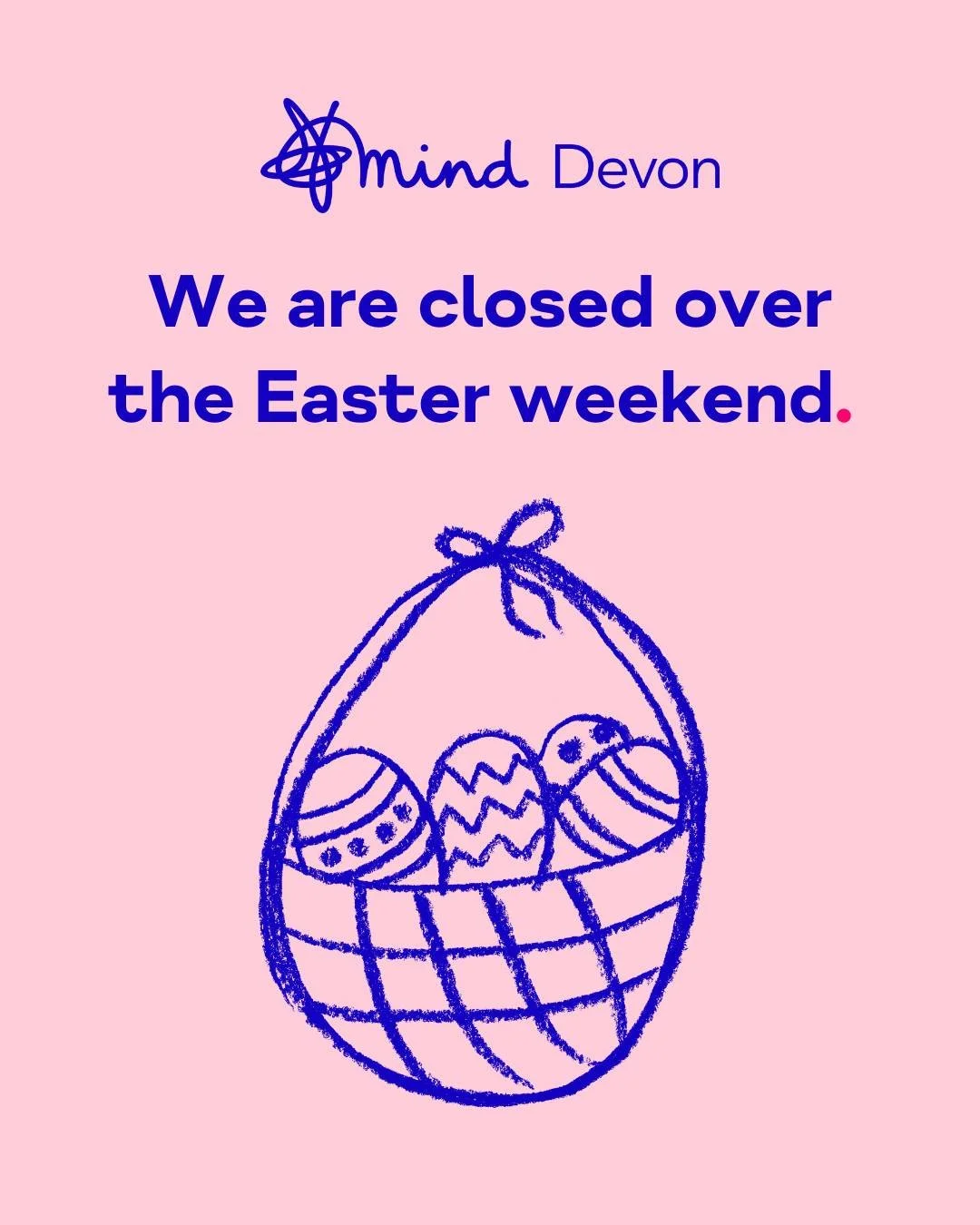 We are now closed for Good Friday, Easter Monday, and over the weekend as normal. We hope you have a lovely Easter weekend! 🌷

If you're in need of urgent mental health out-of-hours support, the @samaritanscharity are available to talk 24/7 &mdash; 