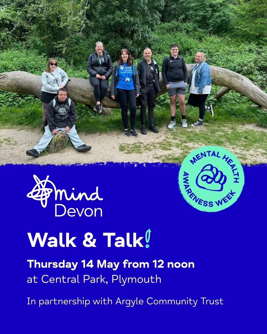 👣 𝗪𝗮𝗹𝗸 &amp; 𝗧𝗮𝗹𝗸 &mdash; Thursday 14 May from 12 noon at Central Park, #Plymouth in partnership with @argyletrust

Join our accessible weekly walk for an opportunity to connect with others while spending time outside in our local nature. Yo