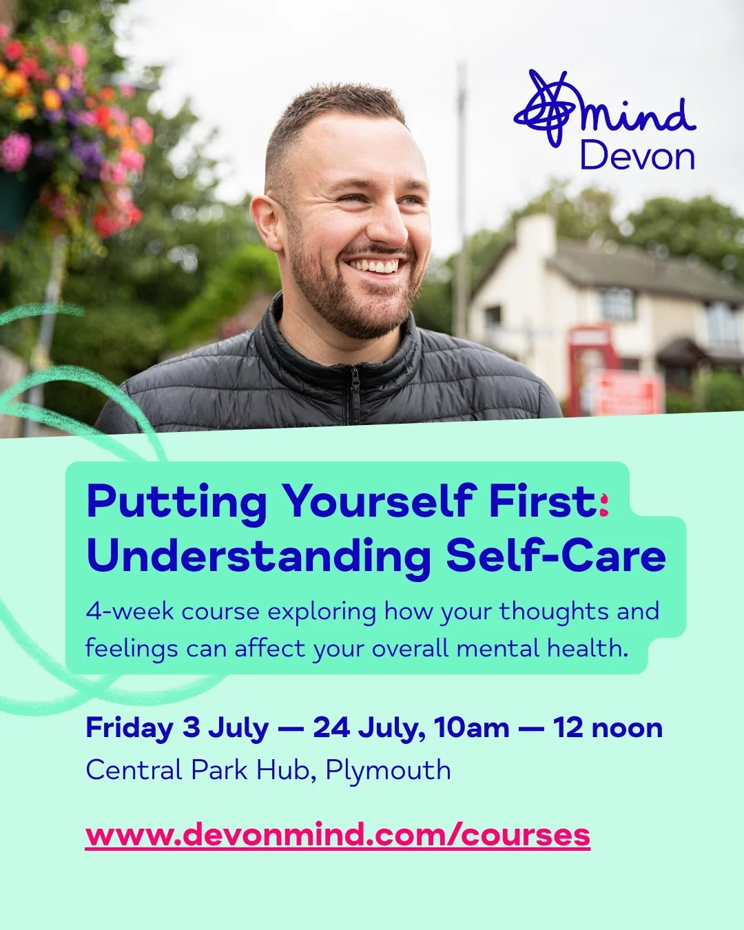 Sign-ups are now open for our 𝗣𝘂𝘁𝘁𝗶𝗻𝗴 𝗬𝗼𝘂𝗿𝘀𝗲𝗹𝗳 𝗙𝗶𝗿𝘀𝘁: 𝗨𝗻𝗱𝗲𝗿𝘀𝘁𝗮𝗻𝗱𝗶𝗻𝗴 𝗦𝗲𝗹𝗳-𝗖𝗮𝗿𝗲 course in #Plymouth!

📆 Friday 3 July &mdash; 24 July 2026
⏰ 10:00am &mdash; 12 noon
🗺️ Central Park Hub, Plymouth, &pound;5 per 