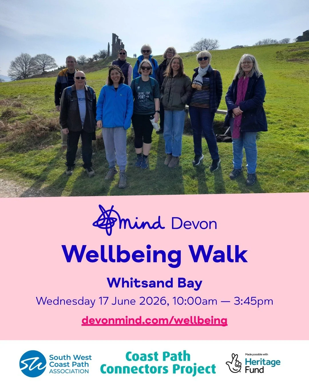 👣 𝗪𝗲𝗹𝗹𝗯𝗲𝗶𝗻𝗴 𝗪𝗮𝗹𝗸 with @southwestcoastpath &mdash; the next walk is available to sign up now!

📆 Wednesday 17 June 2026
⏰ 10:00am &mdash; 3:45pm
🗺️ Whitsand Bay Cliff Top Walk

Join our gentle 3-mile cliff-top walk along Whitsand Bay t