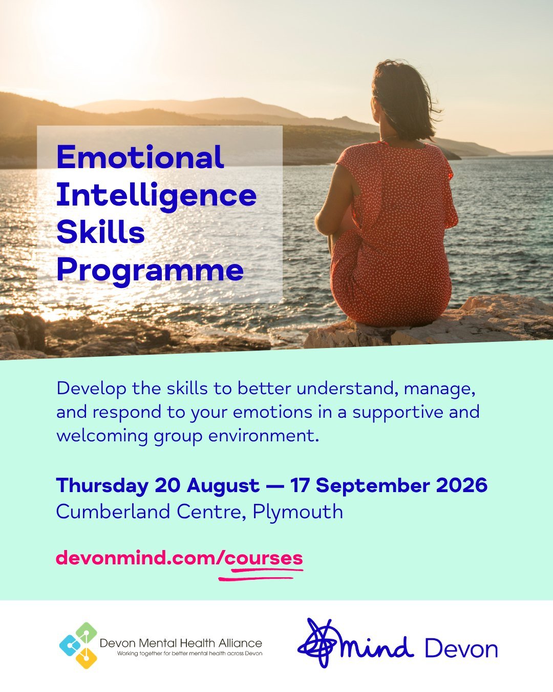 New 5-week course, 𝗘𝗺𝗼𝘁𝗶𝗼𝗻𝗮𝗹 𝗜𝗻𝘁𝗲𝗹𝗹𝗶𝗴𝗲𝗻𝗰𝗲 𝗦𝗸𝗶𝗹𝗹𝘀 𝗣𝗿𝗼𝗴𝗿𝗮𝗺𝗺𝗲

Develop the skills to better understand, manage, and respond to your emotions in a supportive and welcoming group environment.

📆 Thursday 20 August &mda