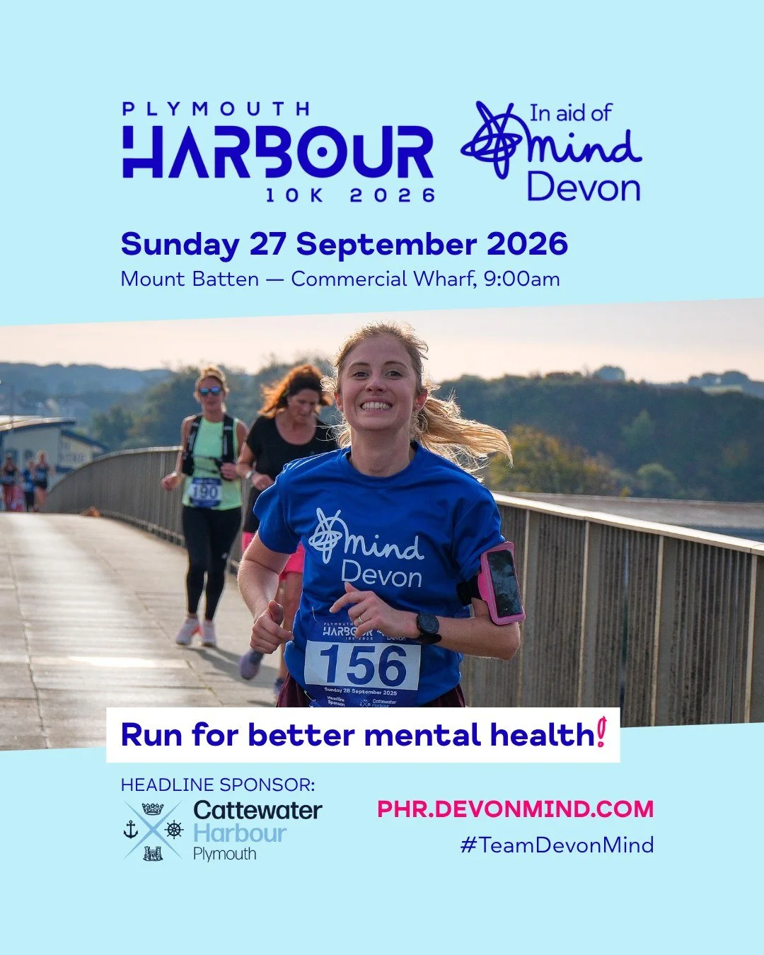 𝗦𝗶𝗴𝗻 𝘂𝗽 𝘁𝗼𝗱𝗮𝘆 𝗳𝗼𝗿 𝗼𝘂𝗿 𝗣𝗹𝘆𝗺𝗼𝘂𝘁𝗵 𝗛𝗮𝗿𝗯𝗼𝘂𝗿 𝟭𝟬𝗞 𝗶𝗻 𝗮𝗶𝗱 𝗼𝗳 𝗗𝗲𝘃𝗼𝗻 𝗠𝗶𝗻𝗱! 🏃&zwj;♂️🏃&zwj;♀️🏃

We're calling all runners to join our iconic, picturesque run around the harbour, to collectively fly the flag f