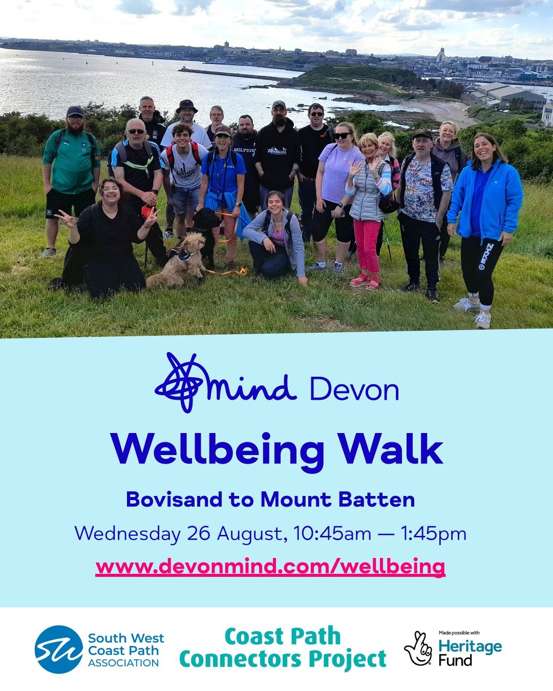 👣 𝗪𝗲𝗹𝗹𝗯𝗲𝗶𝗻𝗴 𝗪𝗮𝗹𝗸 with @southwestcoastpath

📆 Wednesday 26 August 2026
⏰ 10:45am &mdash; 1:45pm
🗺️ Bovisand to Mount Batten

Join our gentle 3-mile walk from Bovisand beach to Mount Batten. Along the way, we&rsquo;ll pass Bovisand Fort