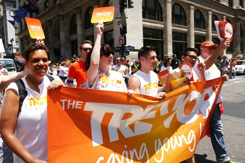 Trevor Pride t-shirts + fans // Photo credit: Thomas Kula