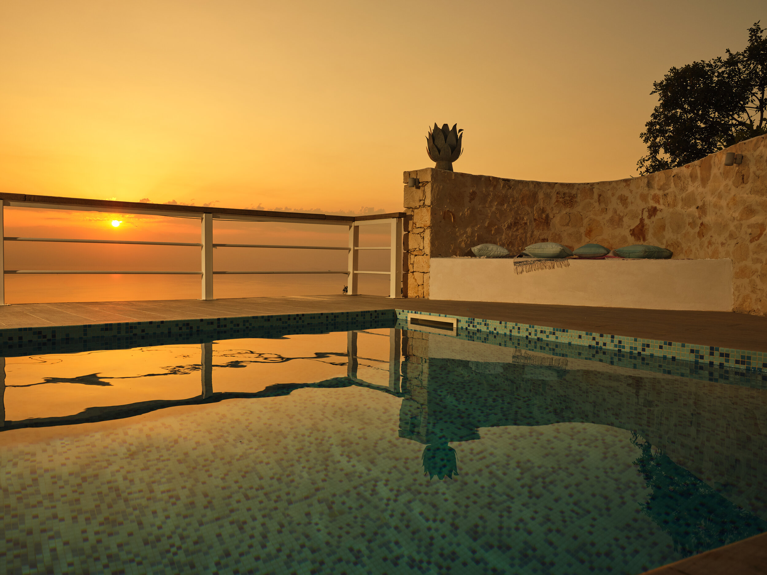 Dawn rises over the pool