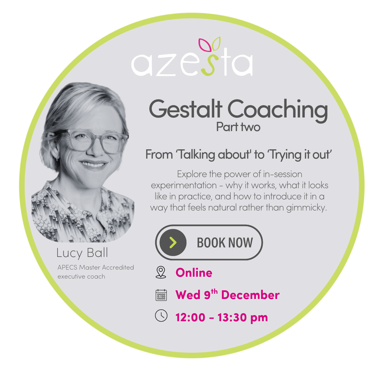 Gestalt coaching: From ‘Talking about' to ‘Trying it out’  | Online workshop | 9th December 2026