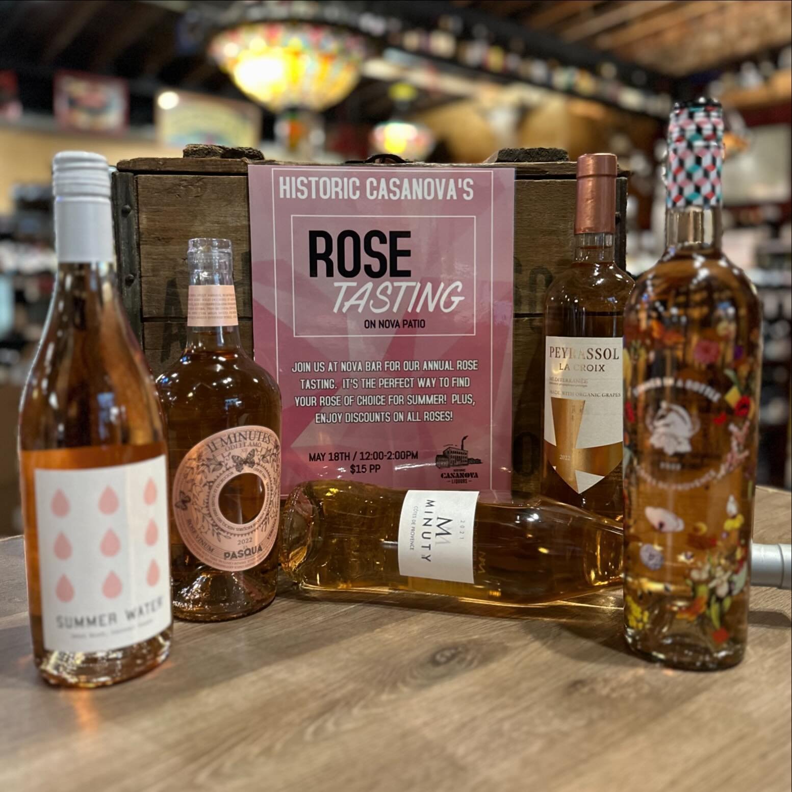 Rose Tasting - our annual Rose Wine tasting is coming up Saturday May 18th from 12-2pm on the Patio.

Tickets are $15pp and a great opportunity to test out all of the amazing roses that will be available this year. 

Grab a friend and come on down an