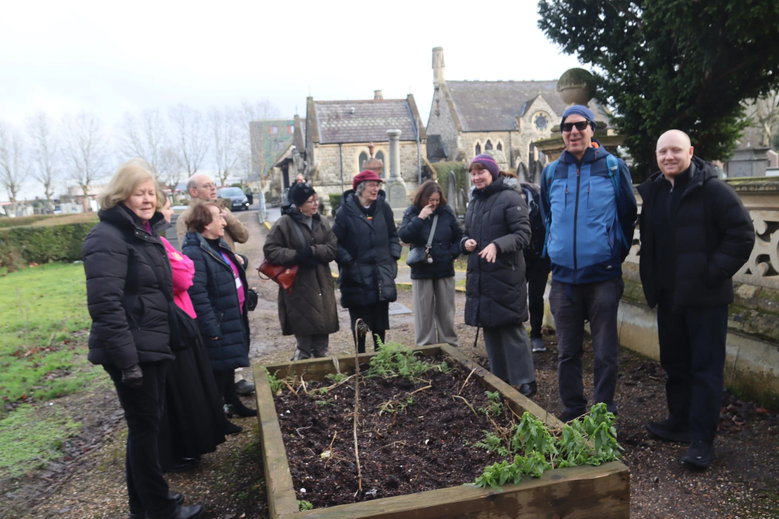 Inspecting the planters at the launch event