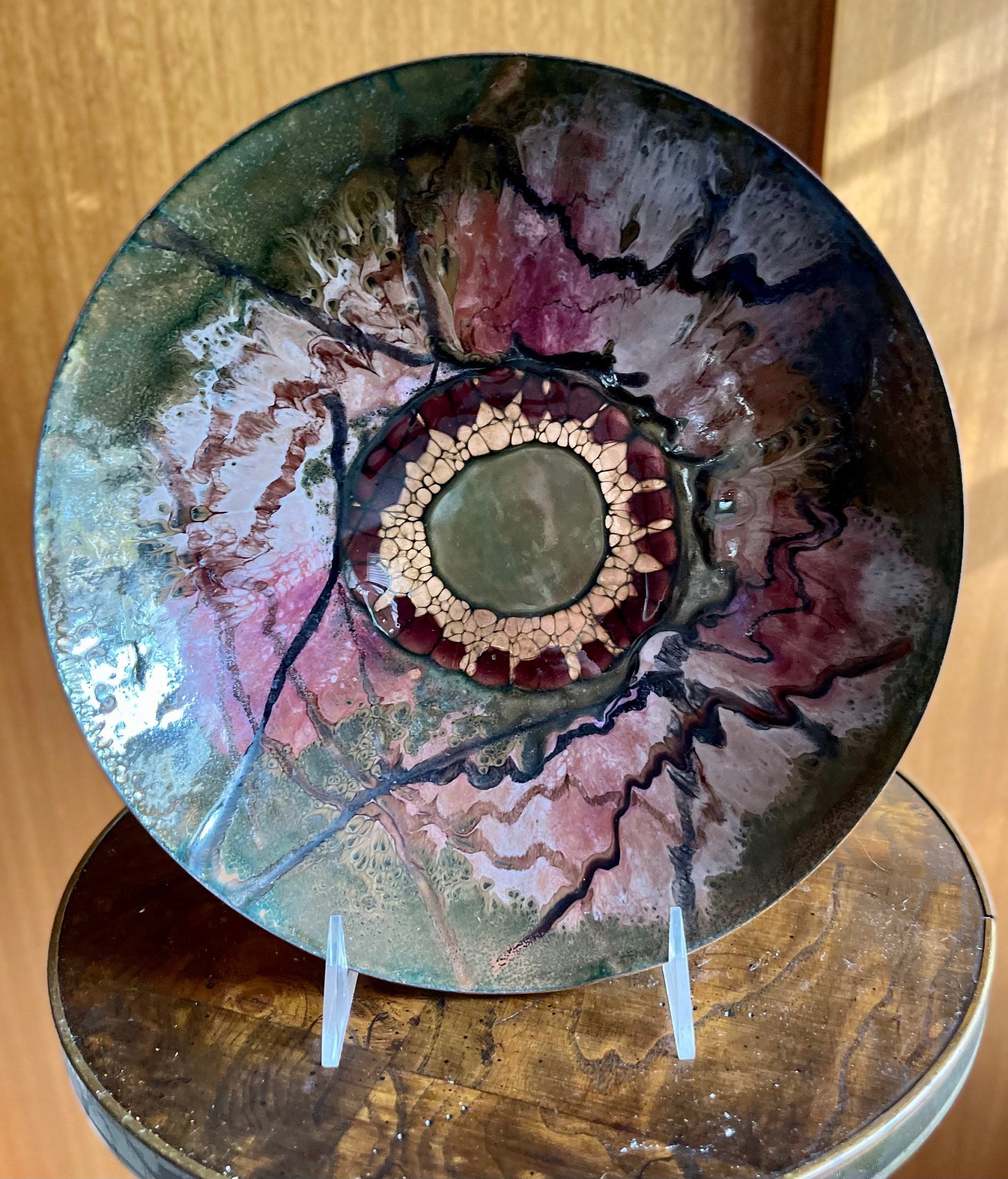 RARE 1960/70s Agi Vardi Israel Handmade Copper Enamel Abstract Modernist Original