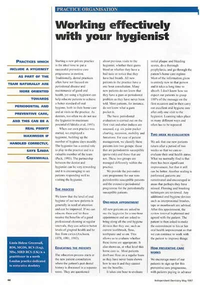 Working effectively with your hygienist