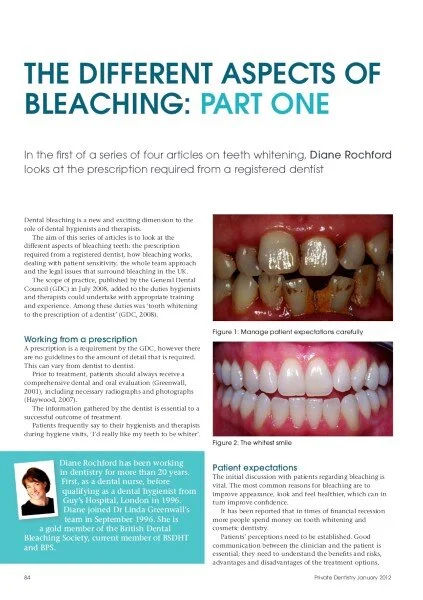 THE DIFFERENT ASPECTS OF BLEACHING: PART ONE