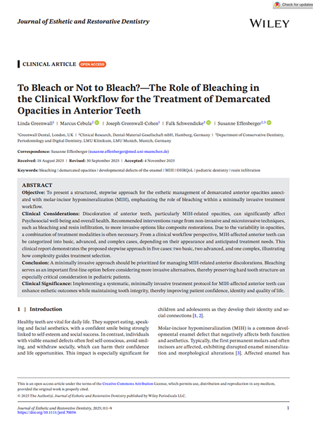 To Bleach or Not to Bleach?—The Role of Bleaching inthe Clinical Workflow for the Treatment of DemarcatedOpacities in Anterior Teeth