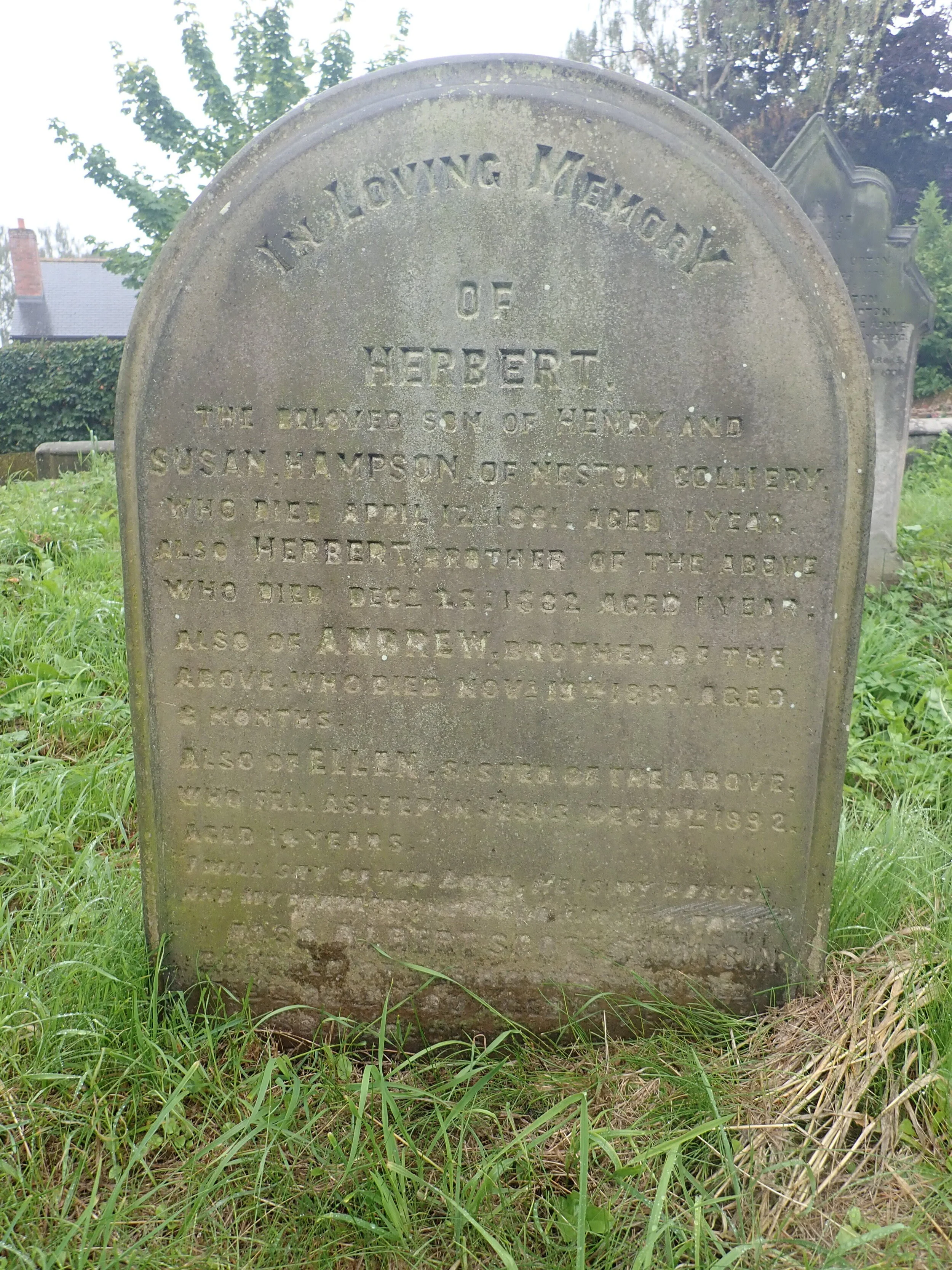 The graves of the children of Henry Hampson (at Neston parish church)