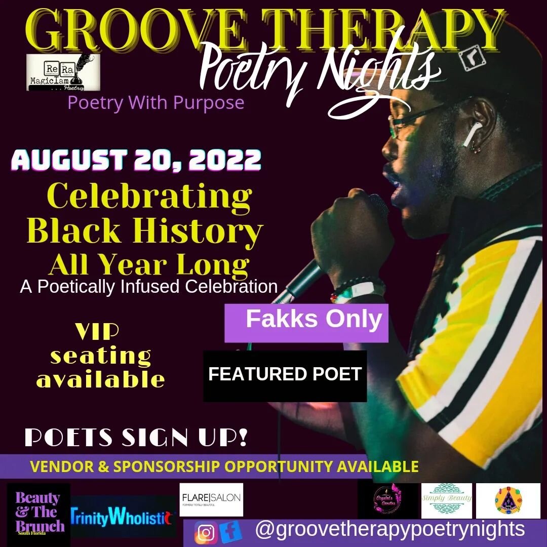 Join Us As We Celebrate Blaque Our Stories All Year Long.... Poetically, Of Course! 
Poet's Sign Up 👉🏾 Link In Bio 

South Florida Poetry Lovers, 
Once again, it's Onnnn!!
Celebrating Black History All Year Long_ @groovetherapypoetrynights

Saturda