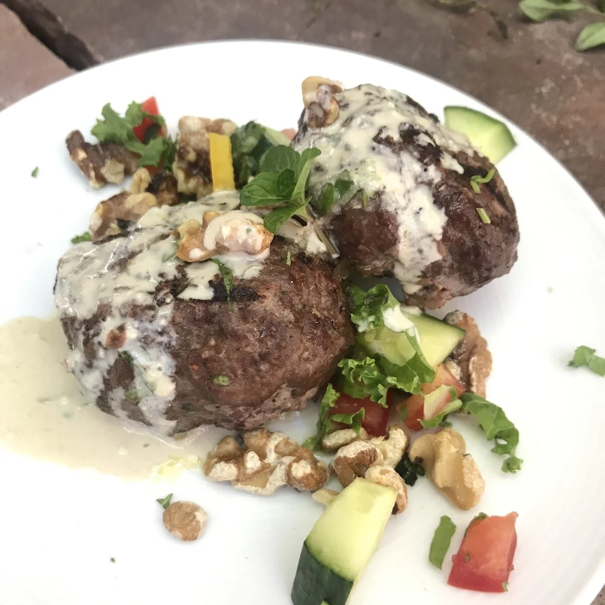 Lamb Merguez Burgers with Summer Veggie Roast