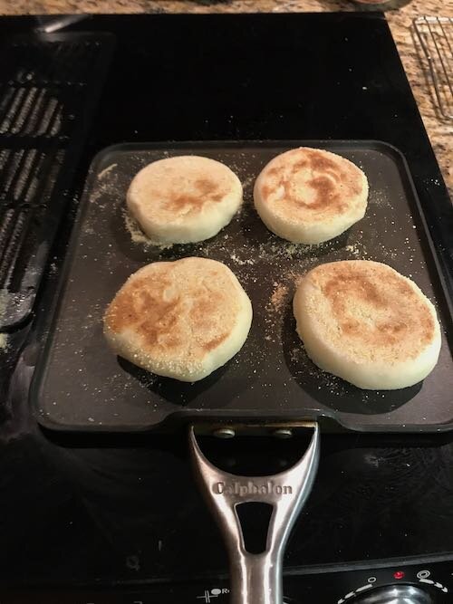 Browning the muffins