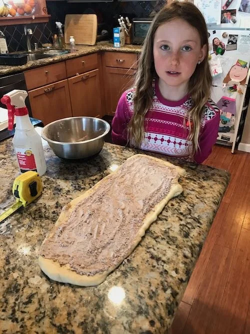 5. Cover dough with filling