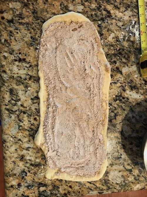 6. Cover dough with filling