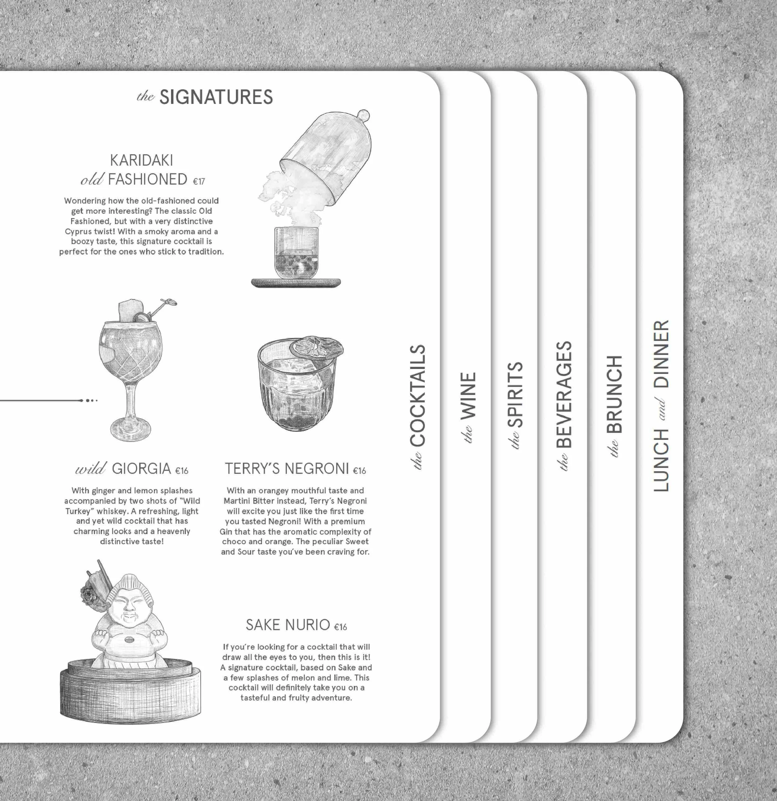 bar du soleil menu graphic design