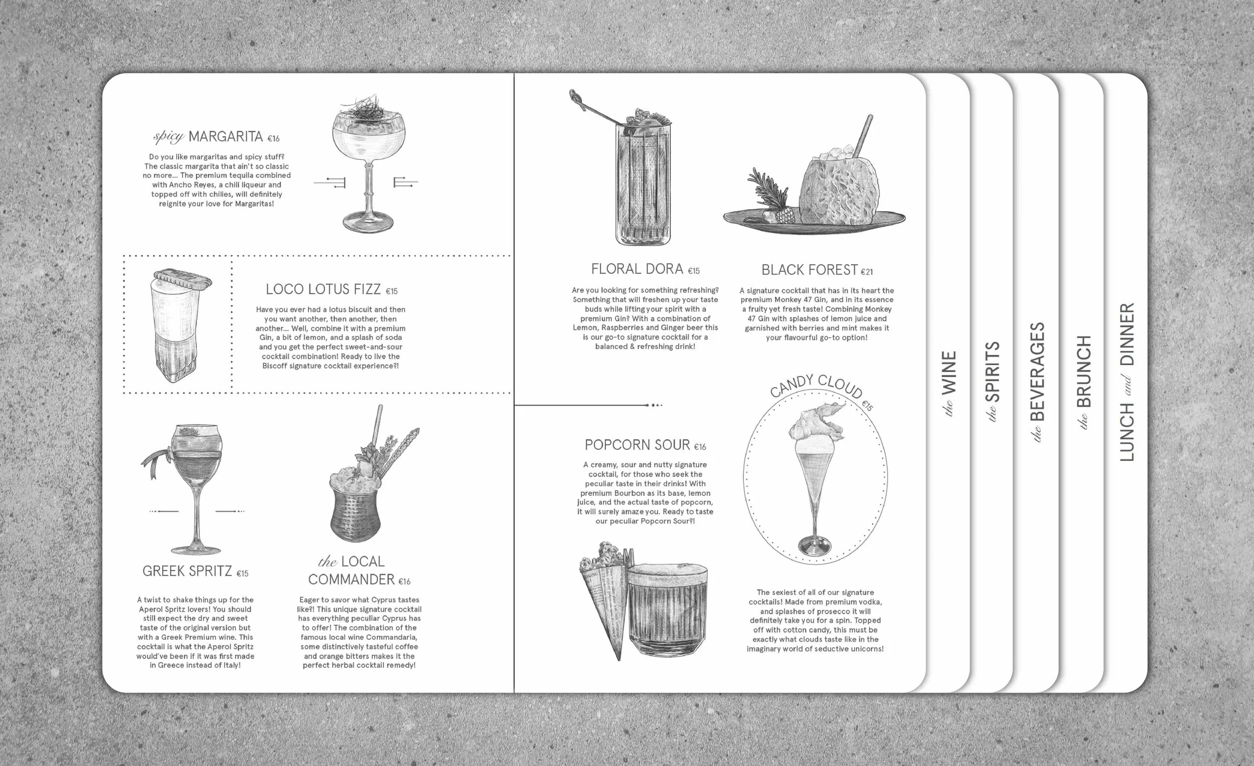 bar cocktail menu graphic design