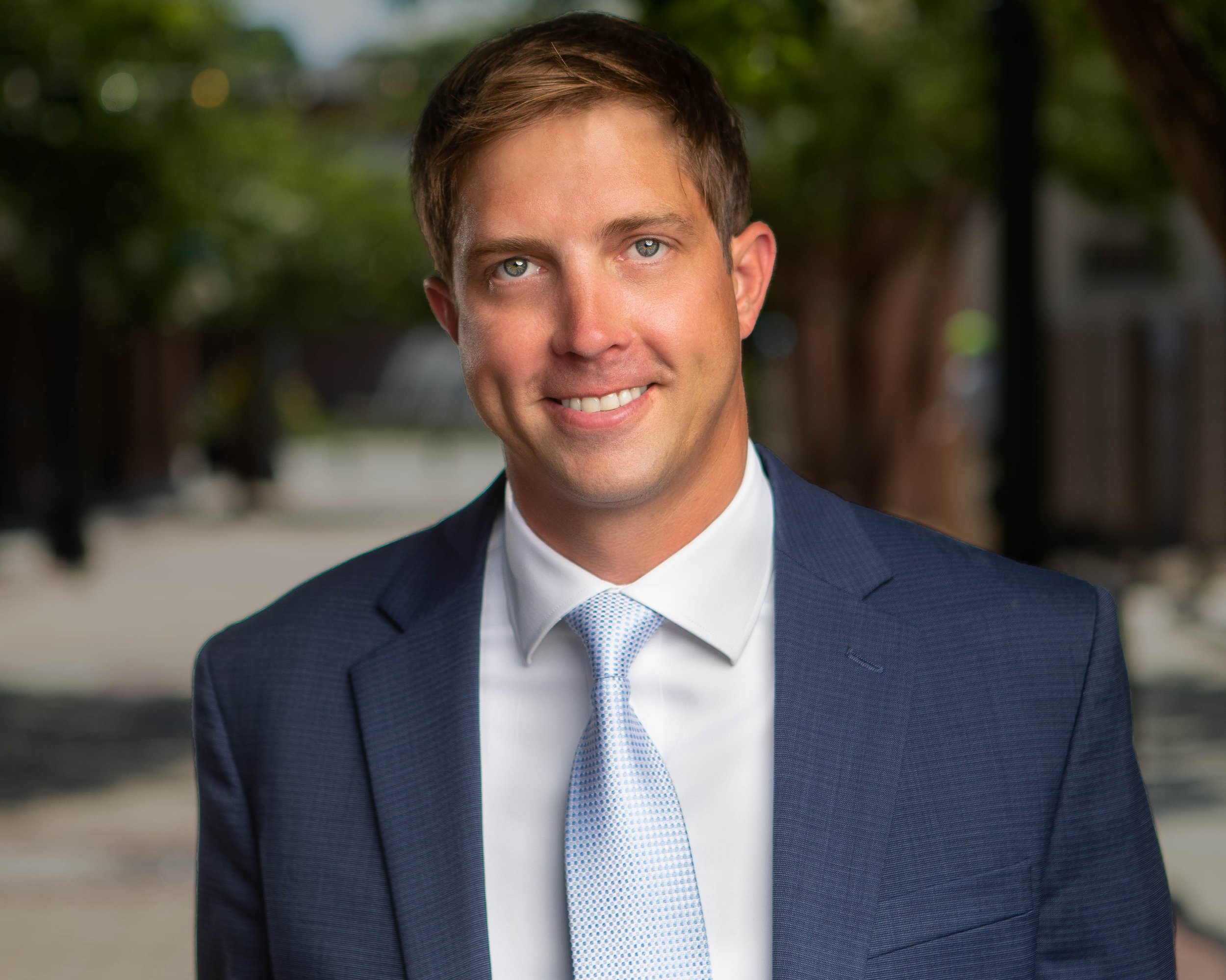 Professional attorney portrait in downtown Aiken, SC — professional law firm photography by Weaver Media