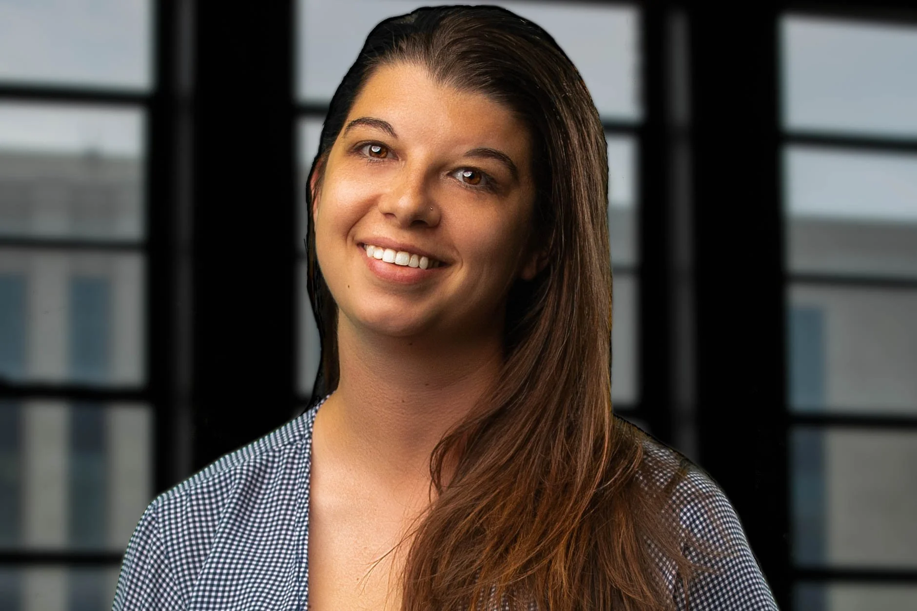 Professional portrait of Angell Molony employee in downtown Greenville, SC — professional brand photography by Weaver Media