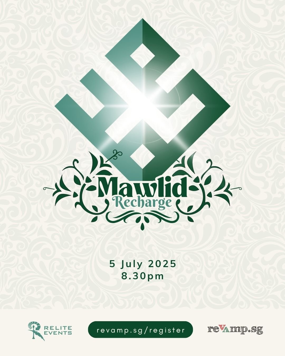 Salam brothers and sisters, inshallah, our Mawlid Recharge is happening this Saturday, 5th July 2025 at 8:30 PM, in conjunction with the New Islamic Year 1447. 

Individual registration is required. Children aged 6 and below need not register. Please