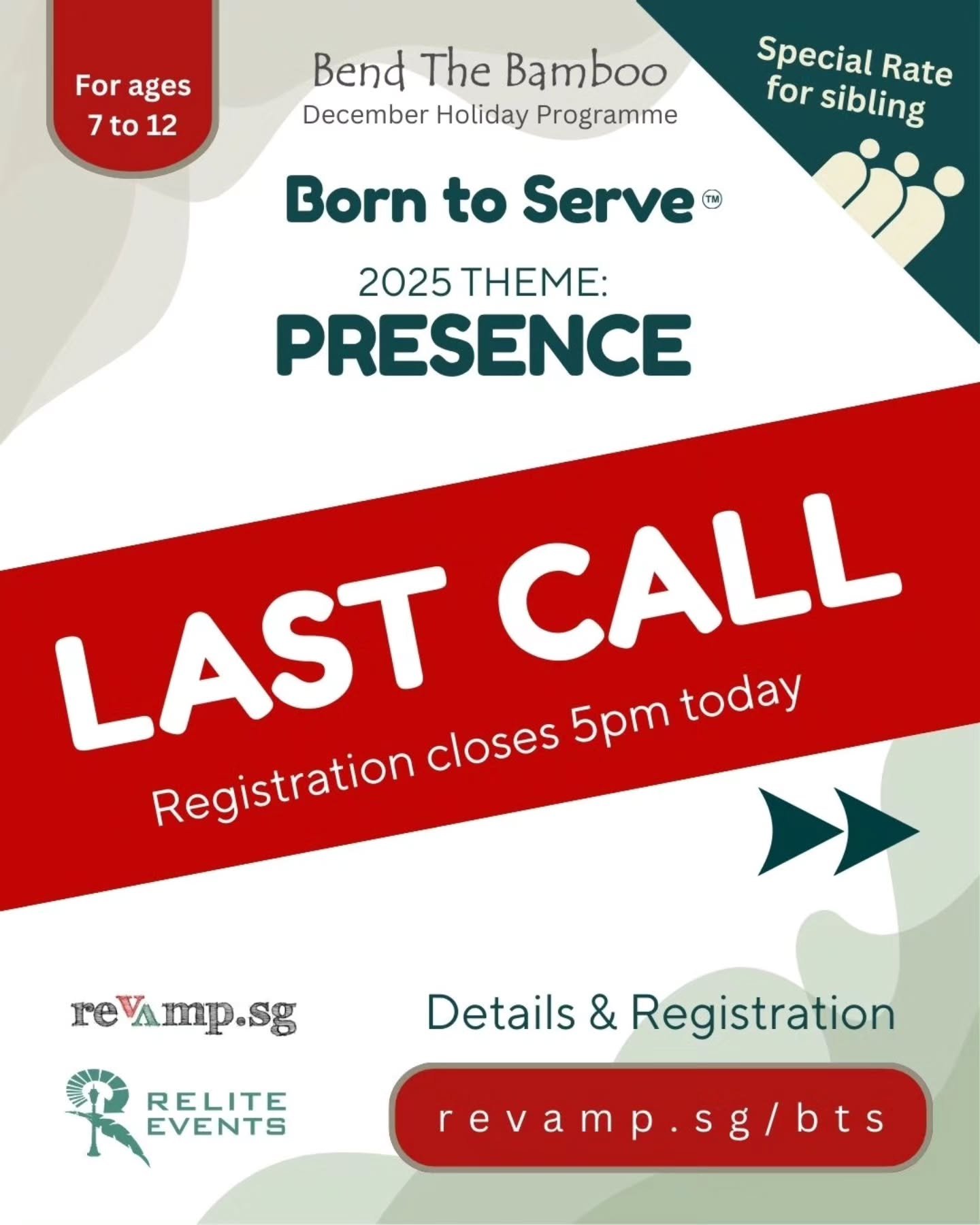 *Last Call*

Salam to all parents.

Alhamdulillah, we&rsquo;ve prepared a meaningful and beneficial three day, hands-on programme for children.

It begins tomorrow, 10 December, and will run on Wednesday, Thursday, and Saturday from 9am to 6pm. If yo