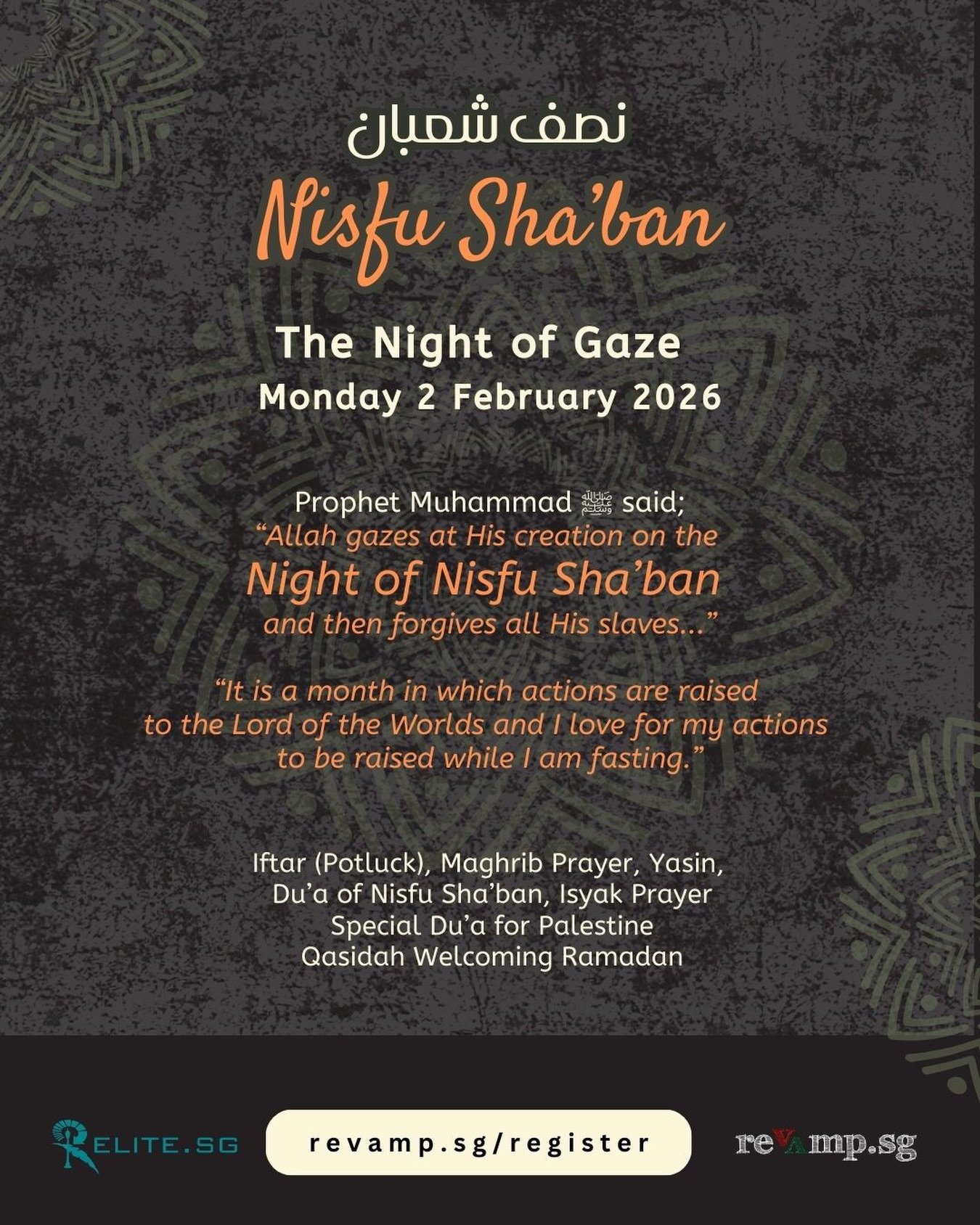 𝐑𝐞𝐚𝐥 𝐭𝐚𝐥𝐤 𝐟𝐚𝐦.

Tomorrow night after Maghrib (2 Feb 2026) isn&rsquo;t just another night.

It&rsquo;s Nisfu Sha&rsquo;ban. One of those heavy nights that can&rsquo;t just be treated like another doomscrolling, Netflix, wasting-time kind of