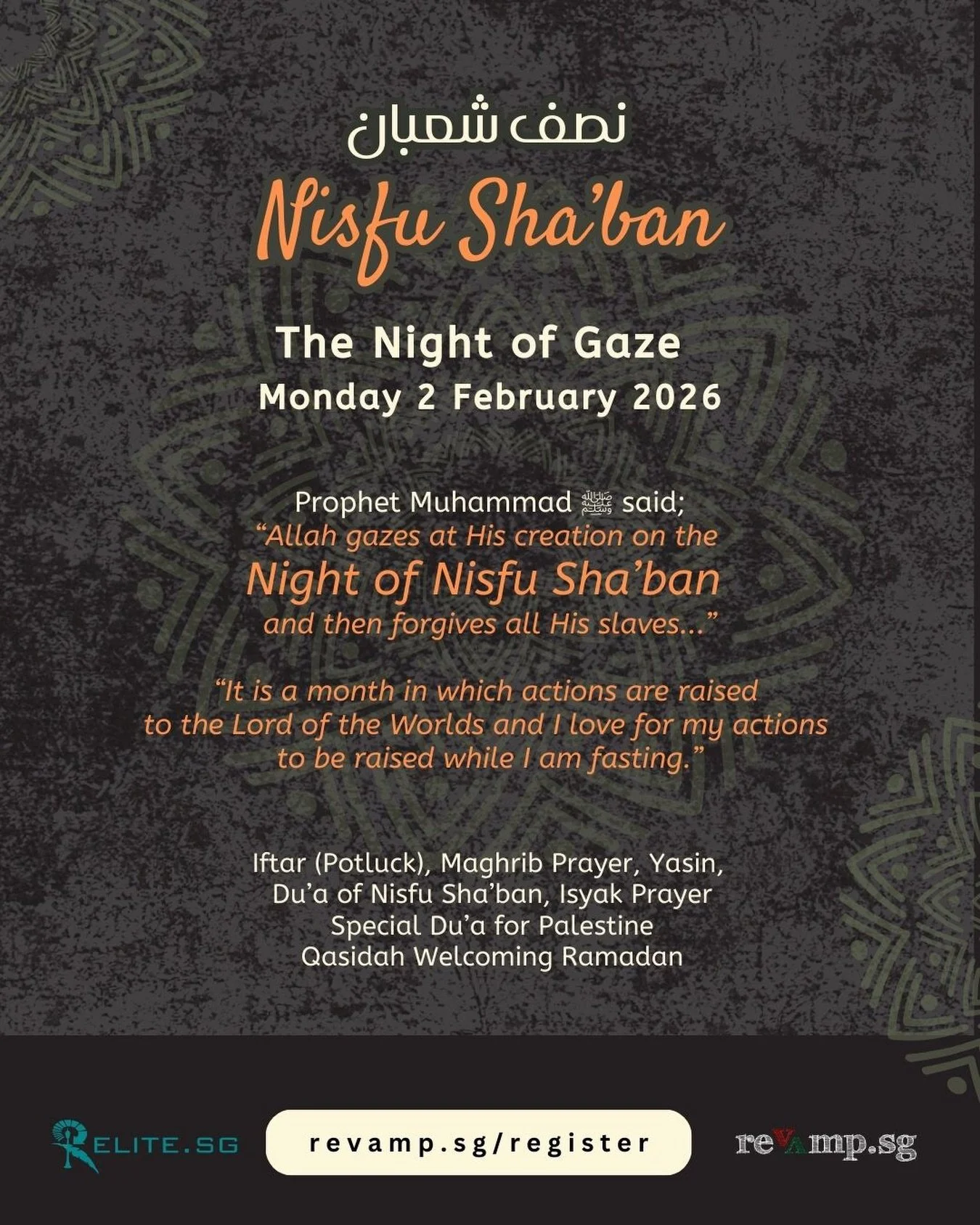 𝐑𝐞𝐚𝐥 𝐭𝐚𝐥𝐤 𝐟𝐚𝐦.

Tomorrow night after Maghrib (2 Feb 2026) isn&rsquo;t just another night.

It&rsquo;s Nisfu Sha&rsquo;ban. One of those heavy nights that can&rsquo;t just be treated like another doomscrolling, Netflix, wasting-time kind of