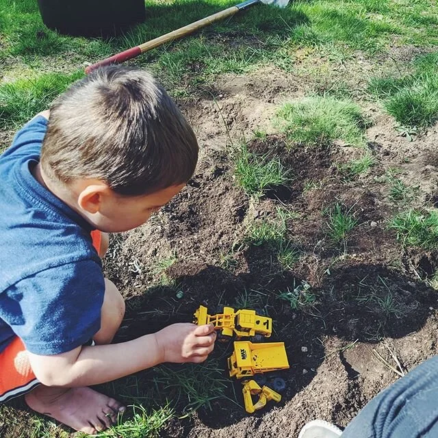 Reframing. I had to dig up a huge patch of my lawn because of a weed issue and let me tell you, my son didn't skip a beat to dive into the dirt with his trucks. 🚒🤸🏽 This 2.5 year old can reframe any situation into a good thing. Seeing the world th