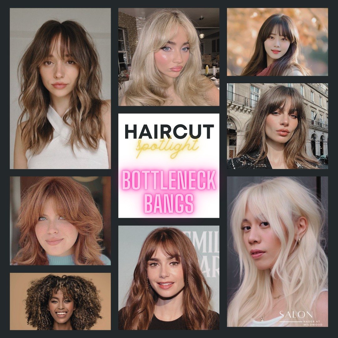 Ready to take the plunge with bangs? &quot;Bottleneck Bangs&quot; or &quot;Curtain Bangs&quot; are definitely a comfortable, cute way to transition into a fuller bang! Consult with one of our talented stylists and see if this look is right for you!


