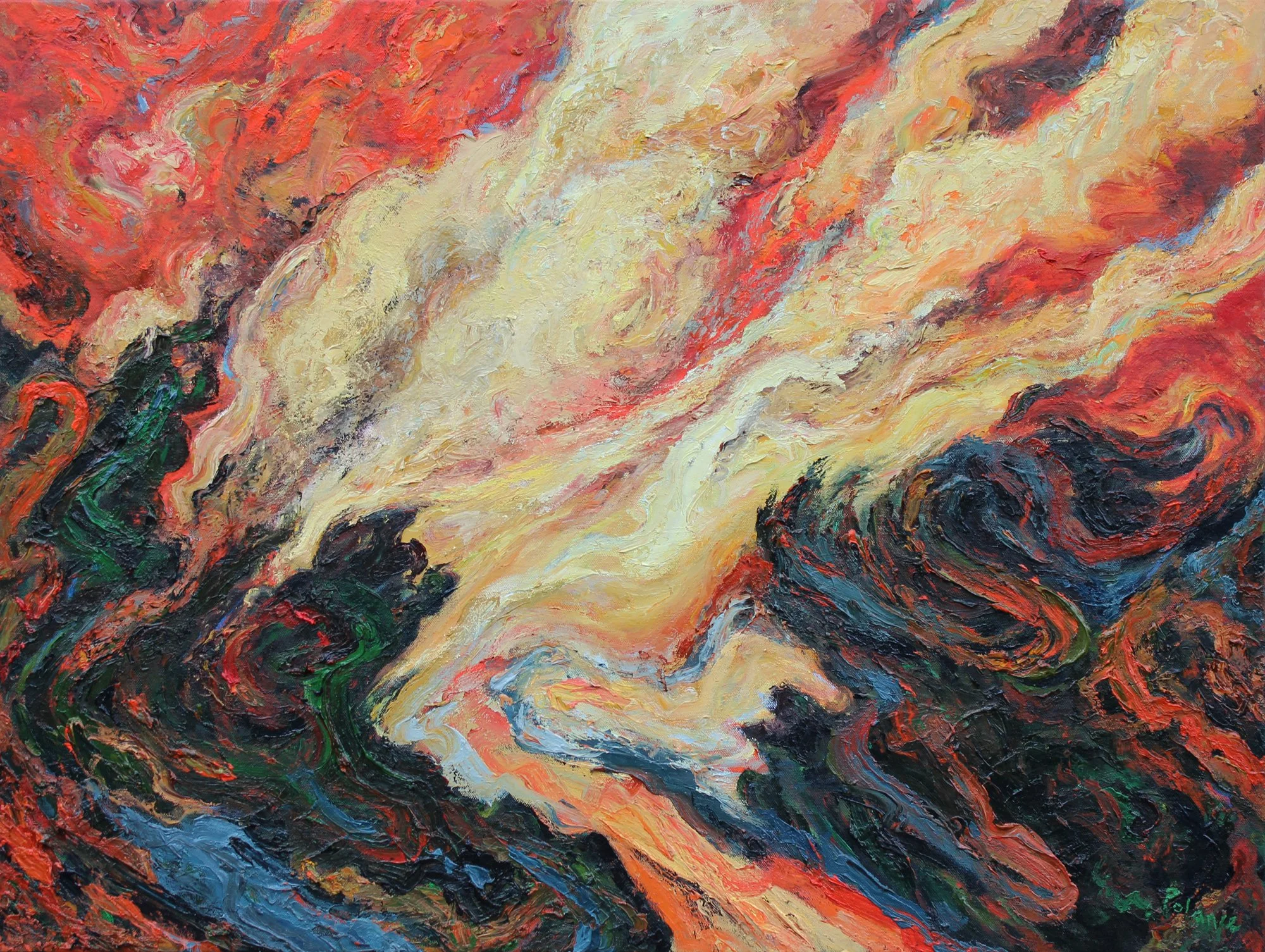 Break, oil on canvas (finger painting), 2023, Joyce Polance