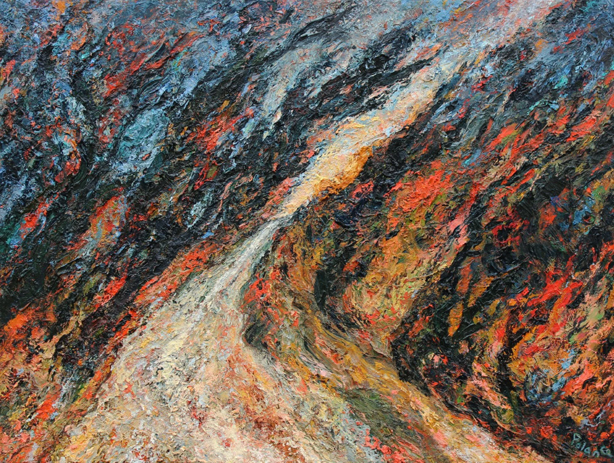 Road, oil on canvas (finger painting), 2023, Joyce Polance