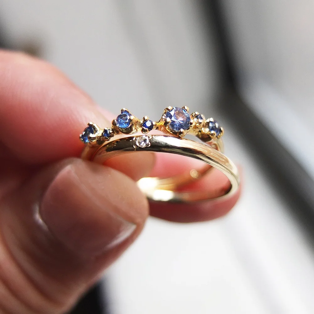 Blue Sapphire Wreath Ring - R109 — N+A - Handmade Fine Jewelry in NYC