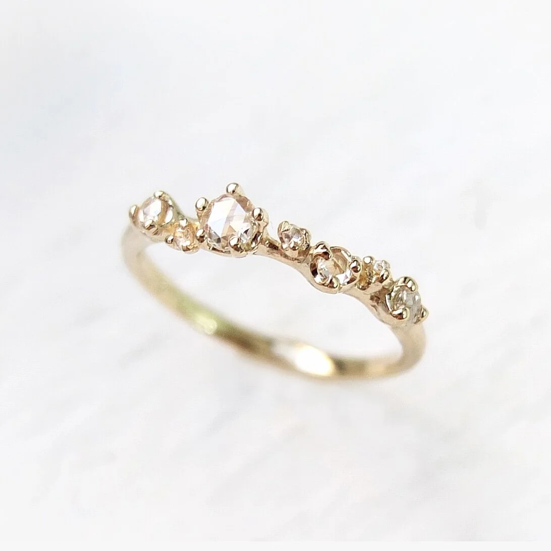 Rose Cut Diamond Shield Ring - R151 — N+A - Handmade Fine Jewelry in NYC