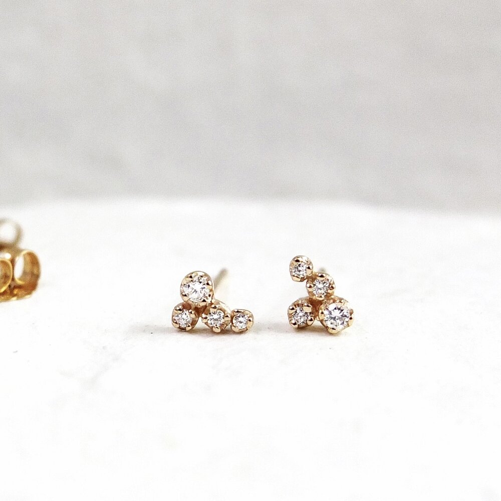Two Diamond Earrings - E141 — N+A - Handmade Fine Jewelry in NYC