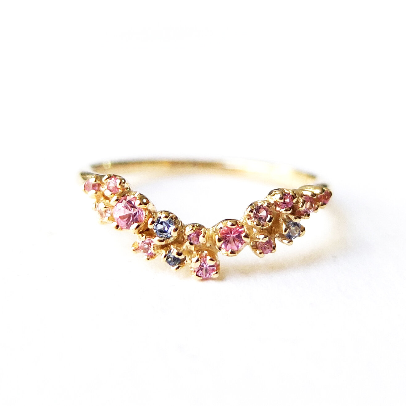 Pink Sapphire Wreath Ring - R118 — N+A - Handmade Fine Jewelry in NYC