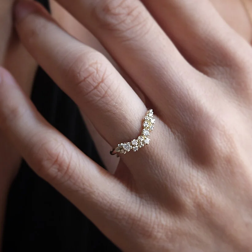 Curved Cluster Ring with Diamond R147 — N+A Handmade Fine
