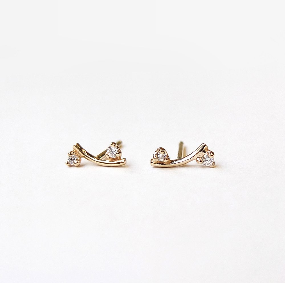 Curved Branch Earrings - E163 — N+A - Handmade Fine Jewelry in NYC