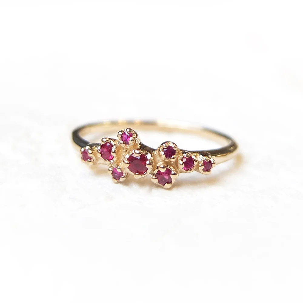 Open Top Cluster Ring with Ruby - R062 — N+A - Handmade Fine Jewelry in NYC