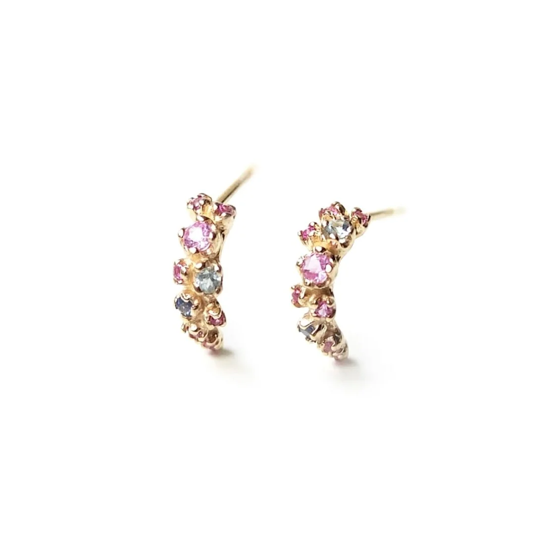 Wisteria Earrings with Pink Sapphire + Aquamarine - E174