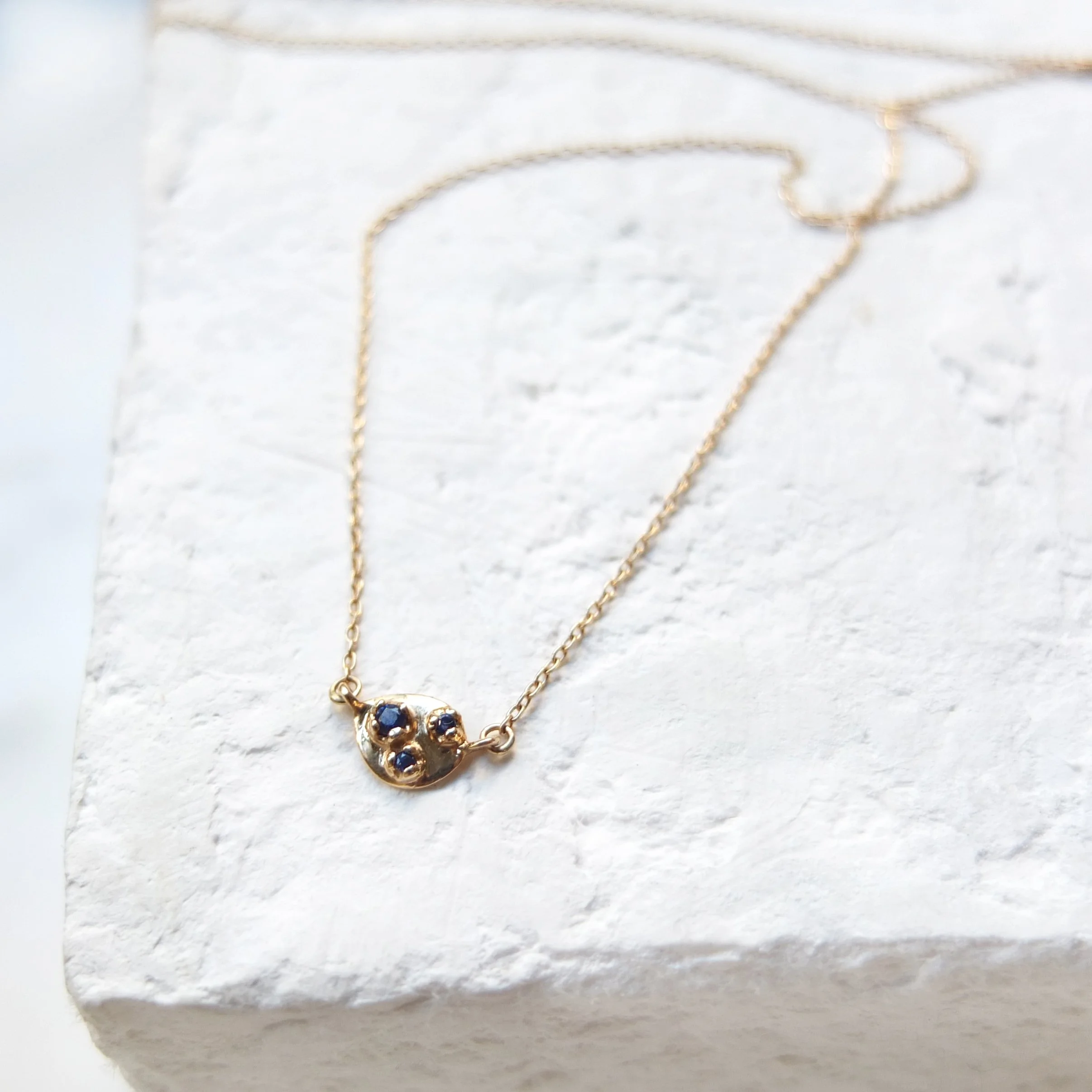 Small Shield Necklace with Blue Sapphire - N086