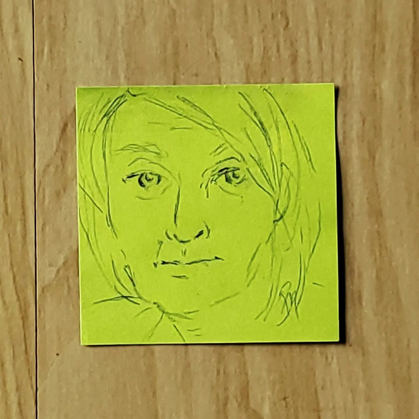 2 x 2&quot; sticky note self-portrait challenge from @colbyasanford stories a few days ago. This was the only color &amp; size sticky note I had, so here we go! So funny that it fits in my squares with the Grinch cookies a few posts back! #selfportra