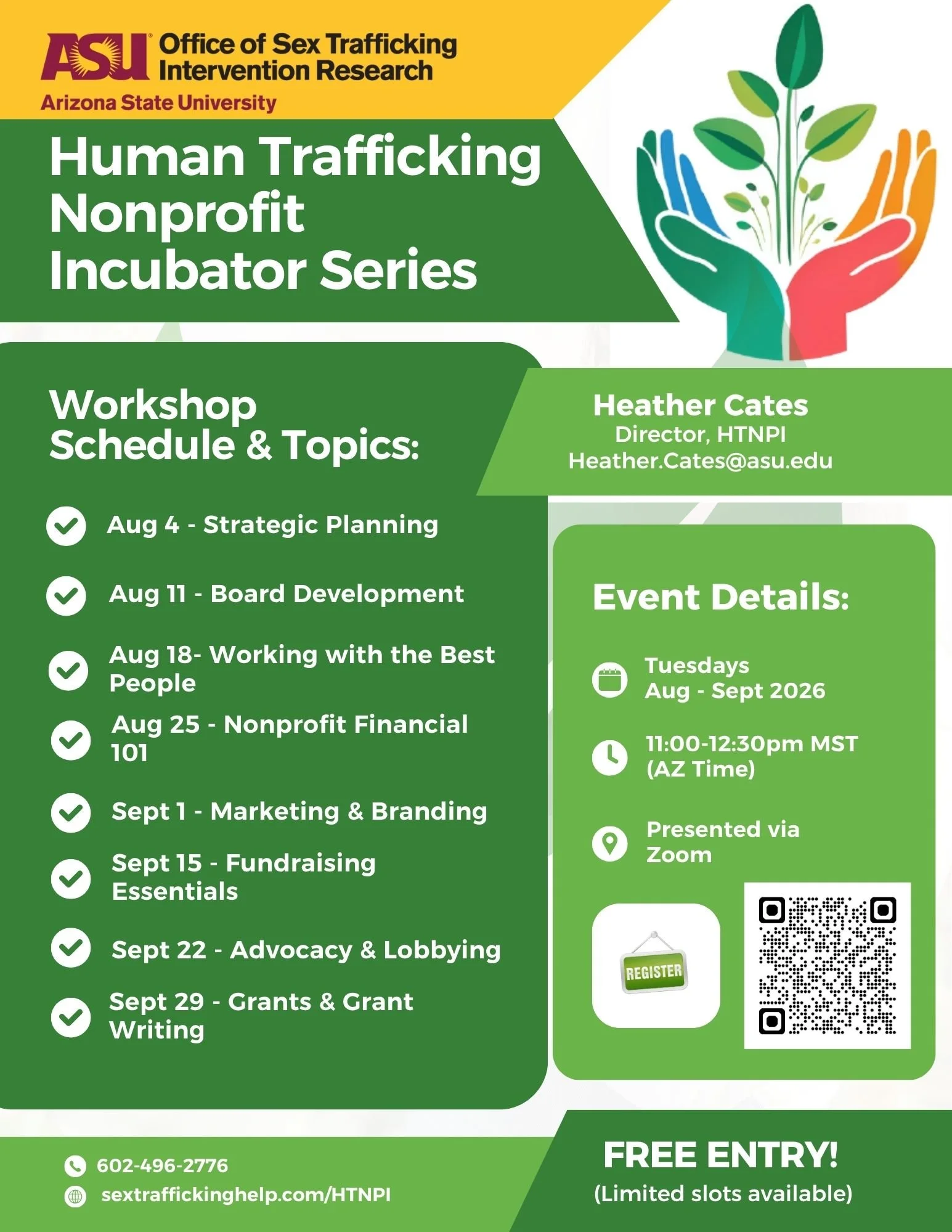 New Series Starting Soon

A new cohort of our 8-workshop Nonprofit Incubator Series is beginning on August 4. Whether you're just getting started or continuing to build your organization, these workshops are designed to provide practical guidance, ex