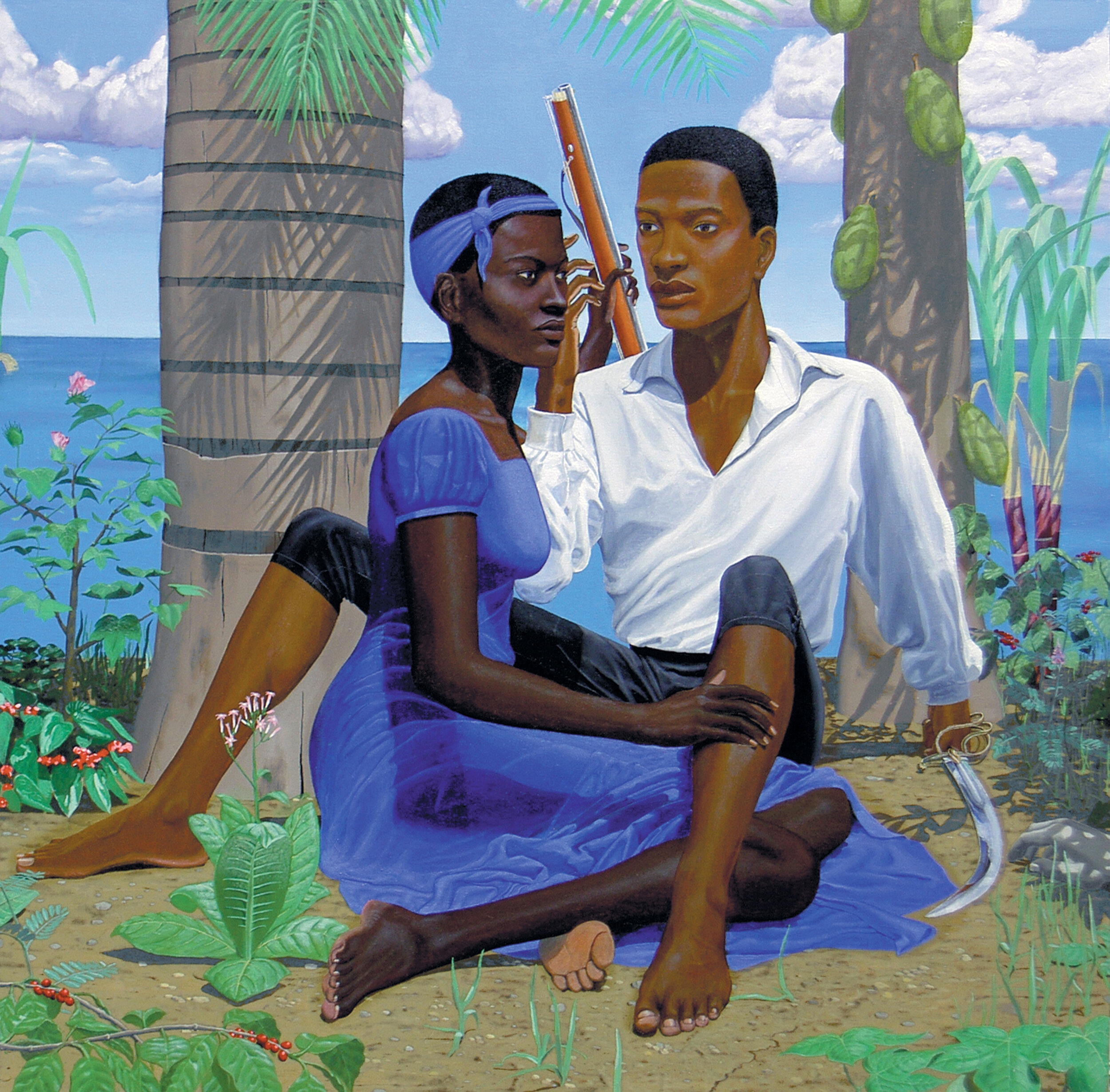 Kimathi Donkor, 'Charles and Sanite Belair' (2002). Oil on canvas, 13cm x 13cm. © Kimathi Donkor.