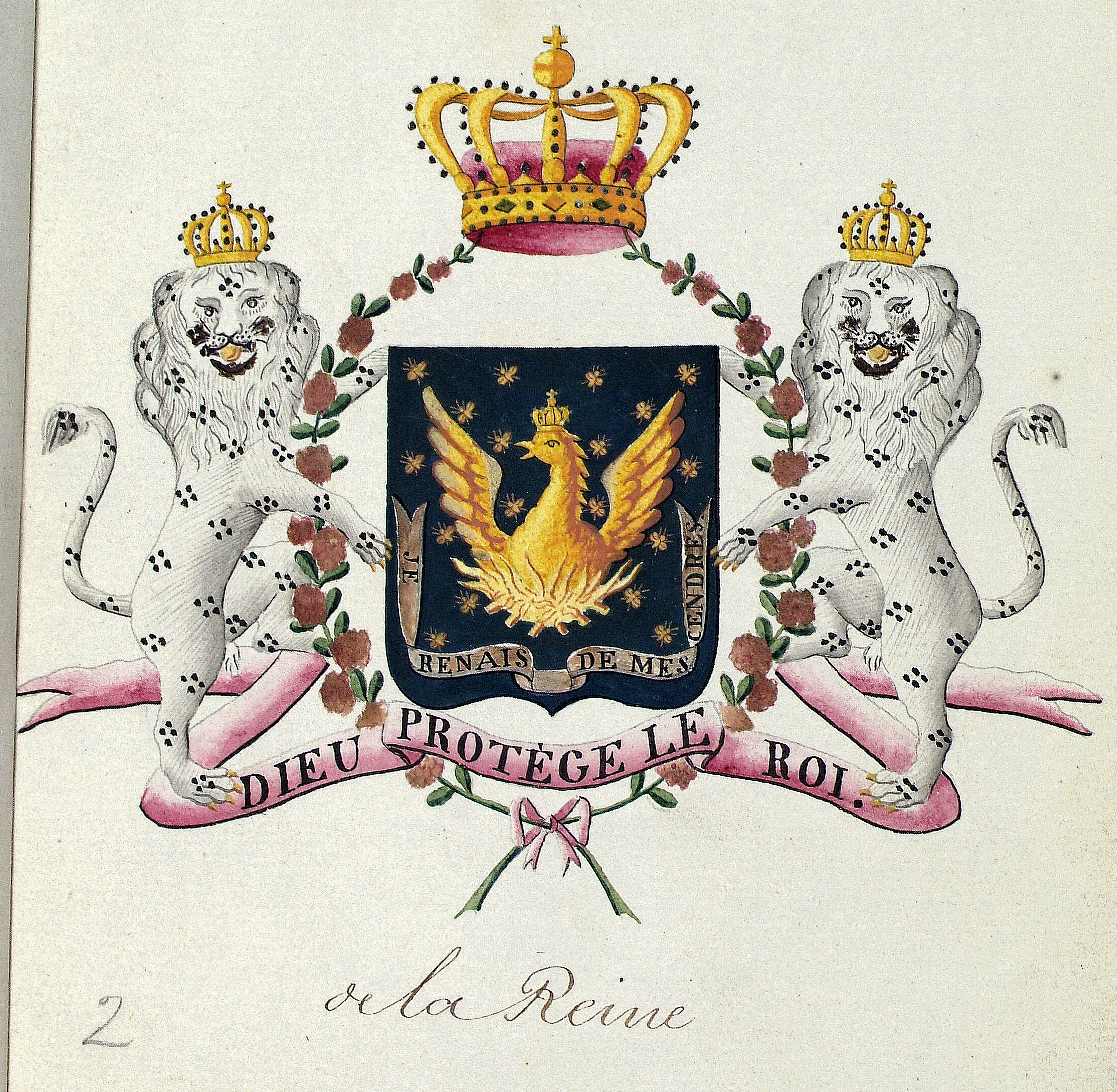 Armes de la Reine, College of Arms MS J.P. 177, Armorial General du Royaume d'Hayti, fol. 2r. Reproduced by permission of the Kings, Heralds and Pursuivants of Arms